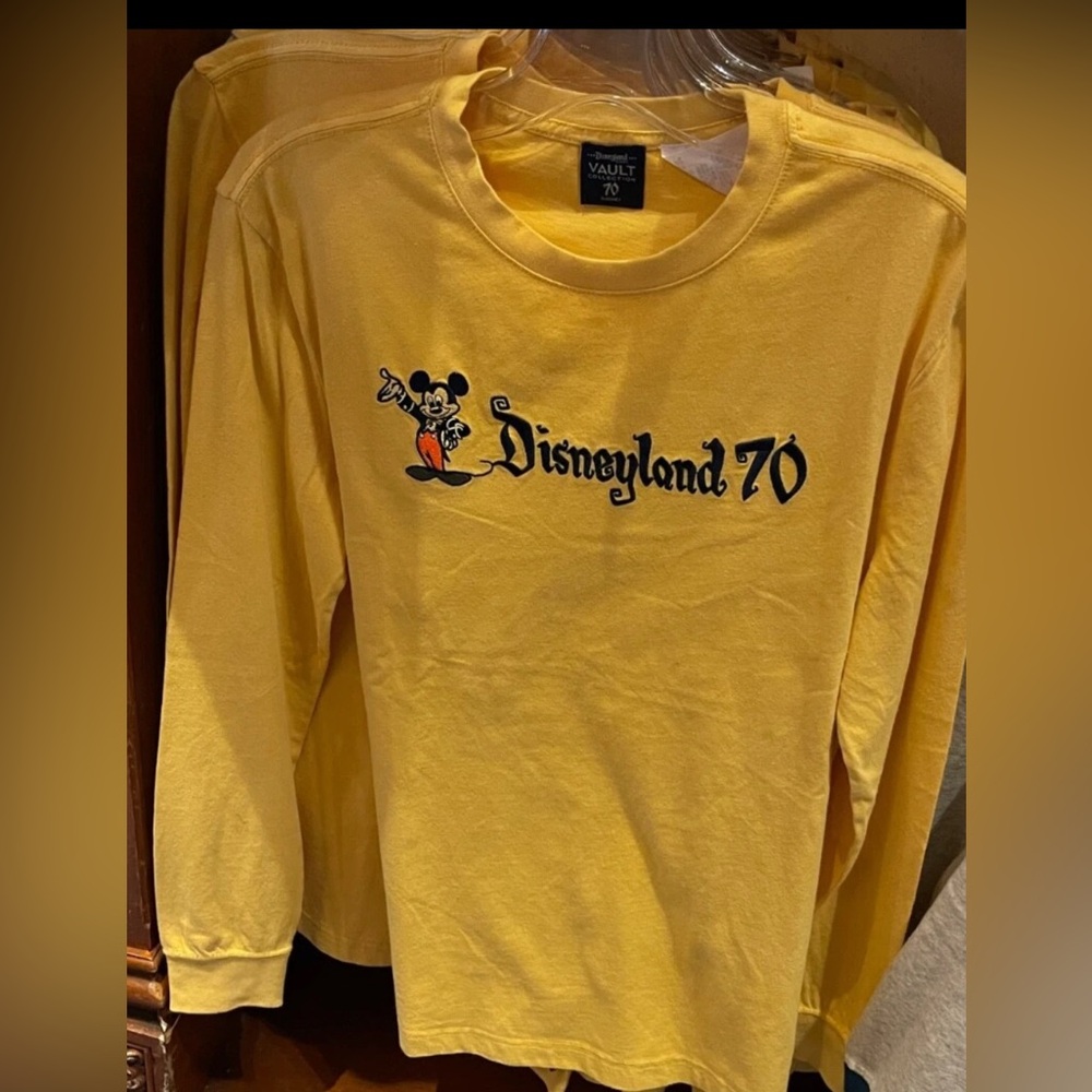 Disneyland Resort 70th anniversary Yellow Long Sleeve Shirt Size XL NWOT vault